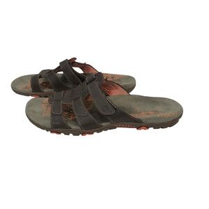 Merrell Women’s Brown Genuine Leather Slide Sandals Size 9 Flats Flip Flops